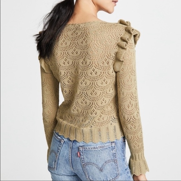 Loveshackfancy Natalie Ruffle Open Knit Sweater Sz Small - Picture 11 of 13